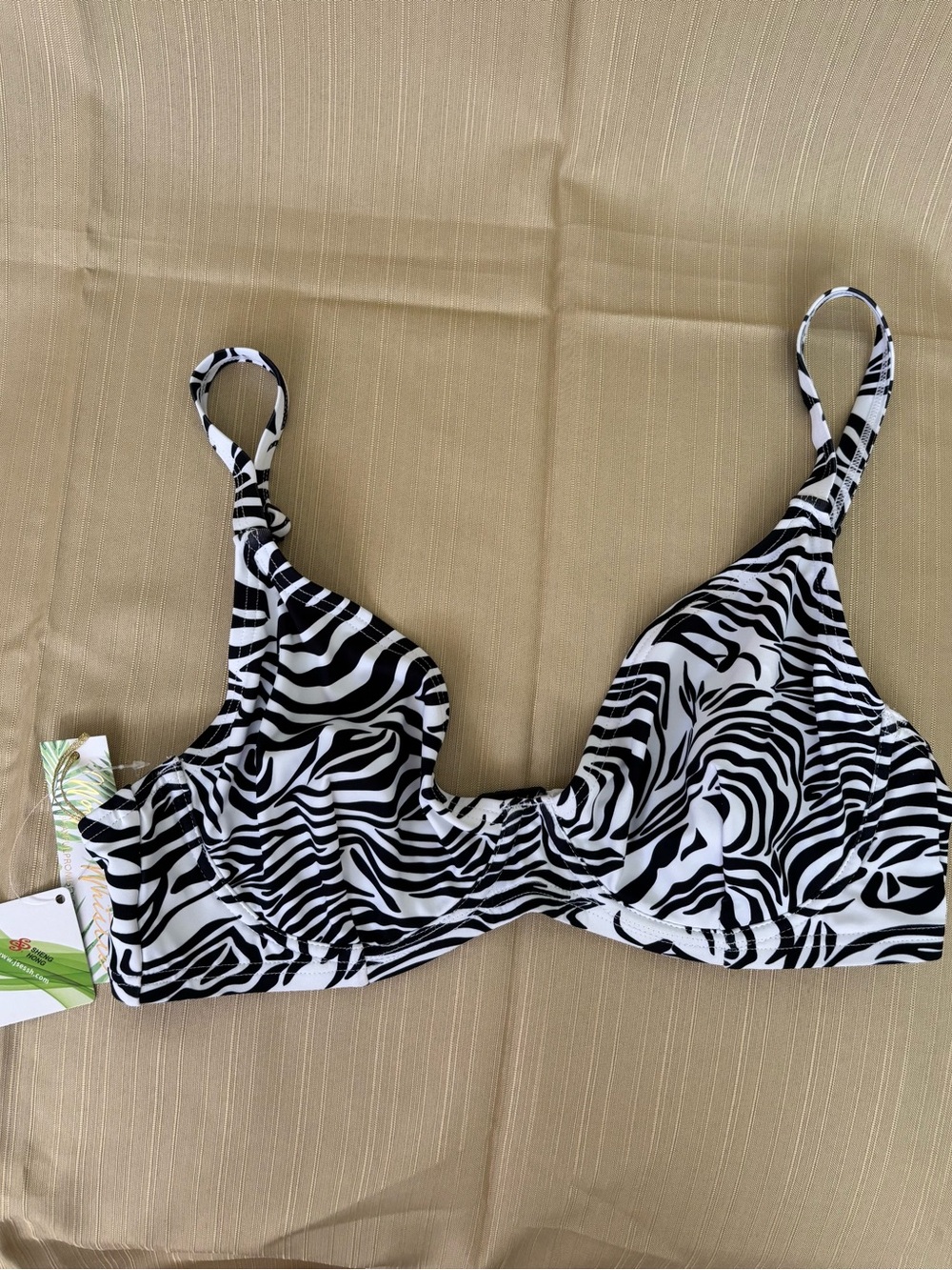 Zebra Print Bikini Top - Black & White